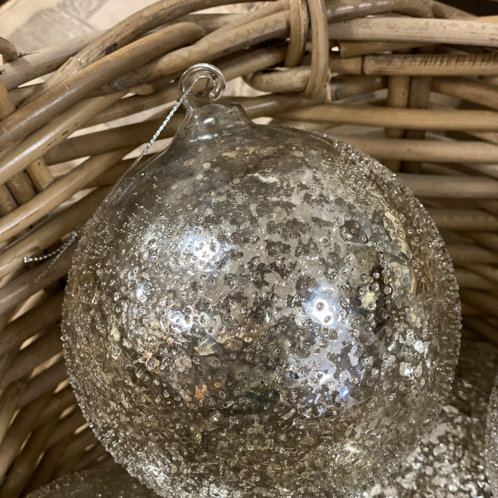 Antique Silver Round Ornament - 4.75" DIameter