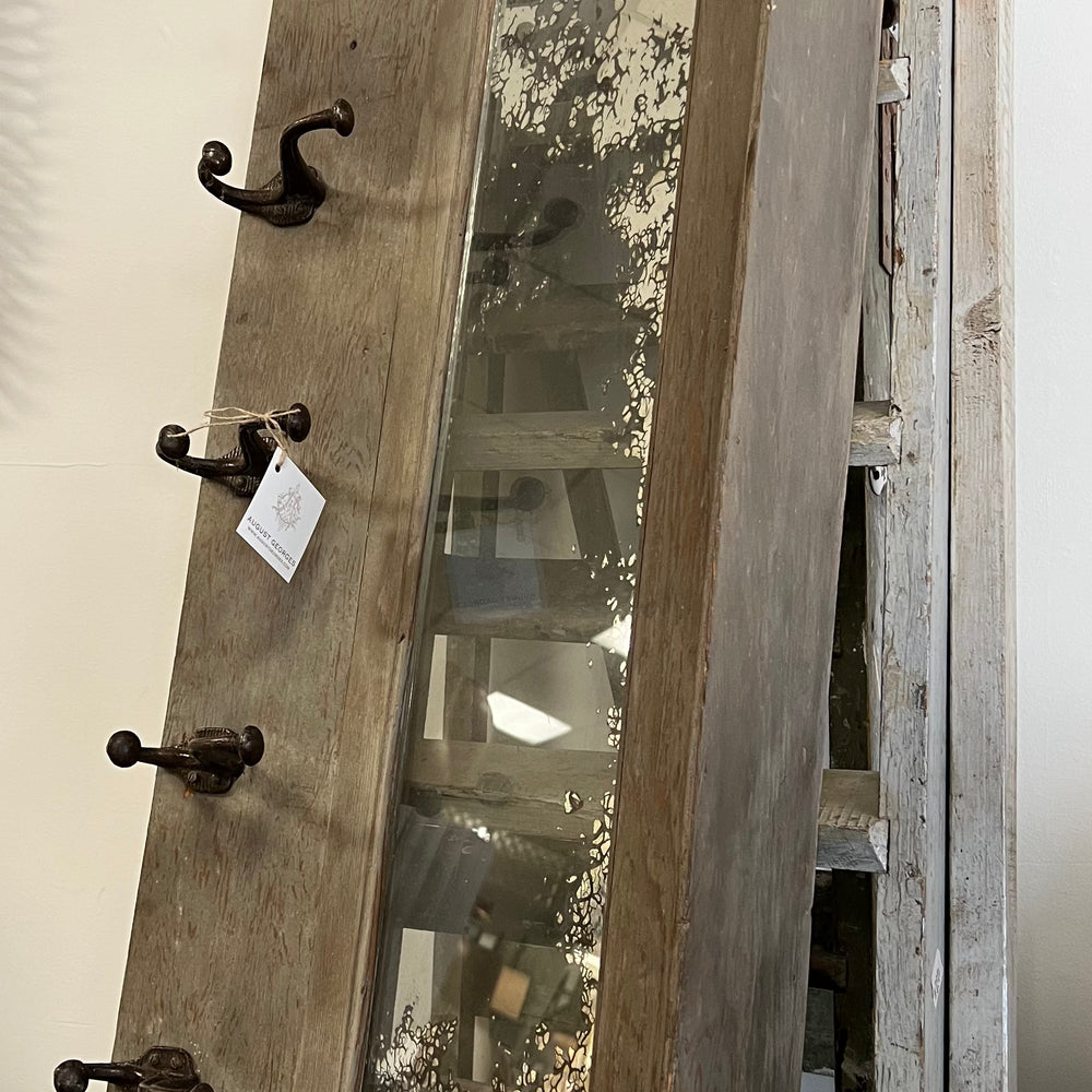 Wooden Coat Rack with Mirrors, Circa 1930