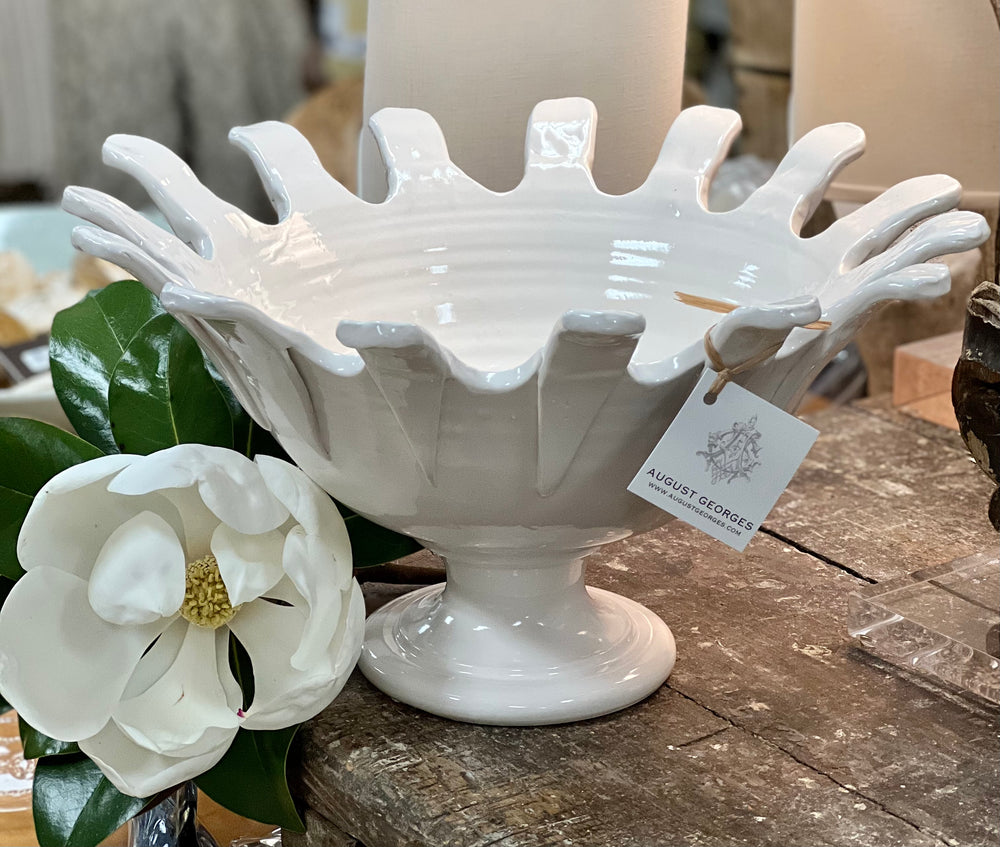 White Footed Petal Bowl