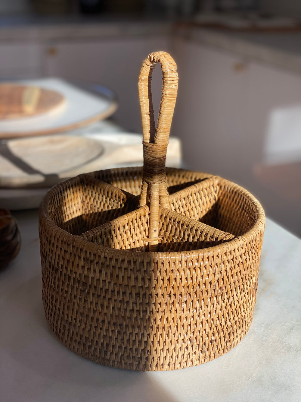 Round Woven Caddy/Cutlery Holder