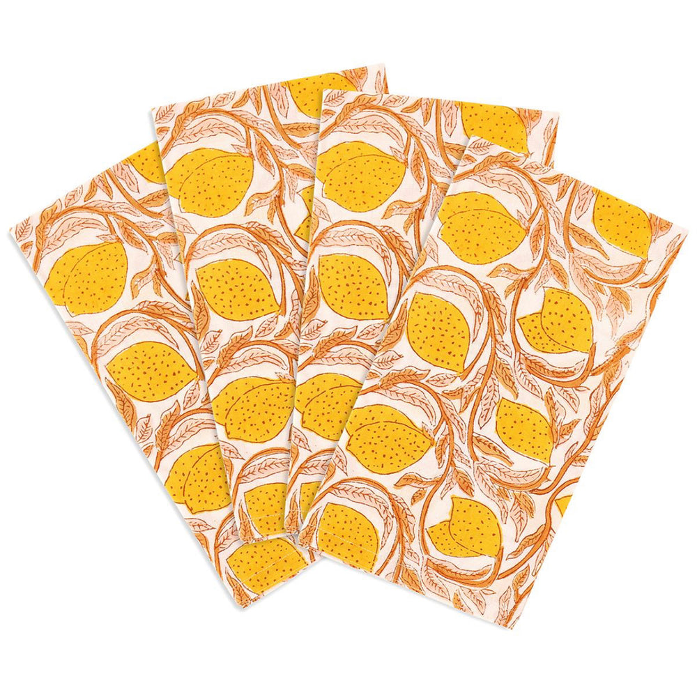 Palermo Golden Set of 4 Napkins-Hand Blocked!