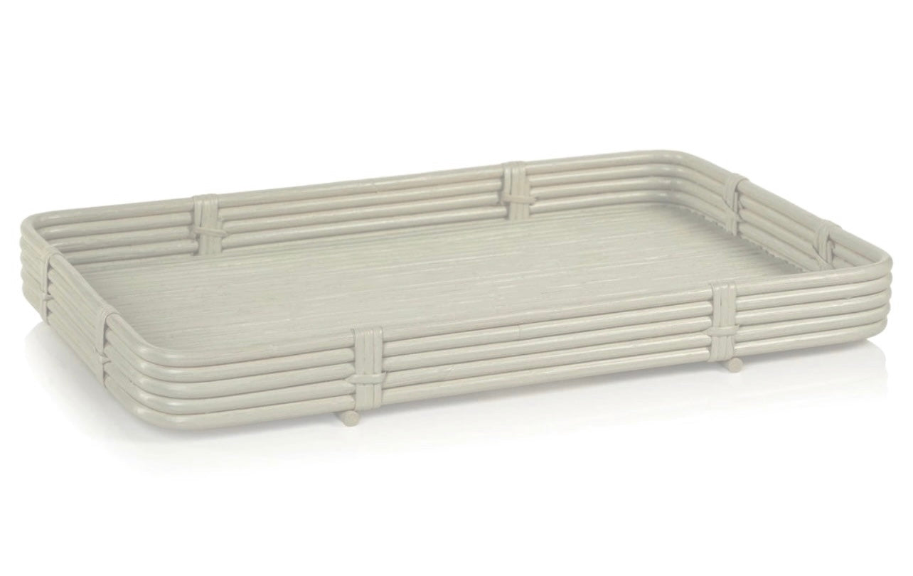 Grey Rattan Serving Tray