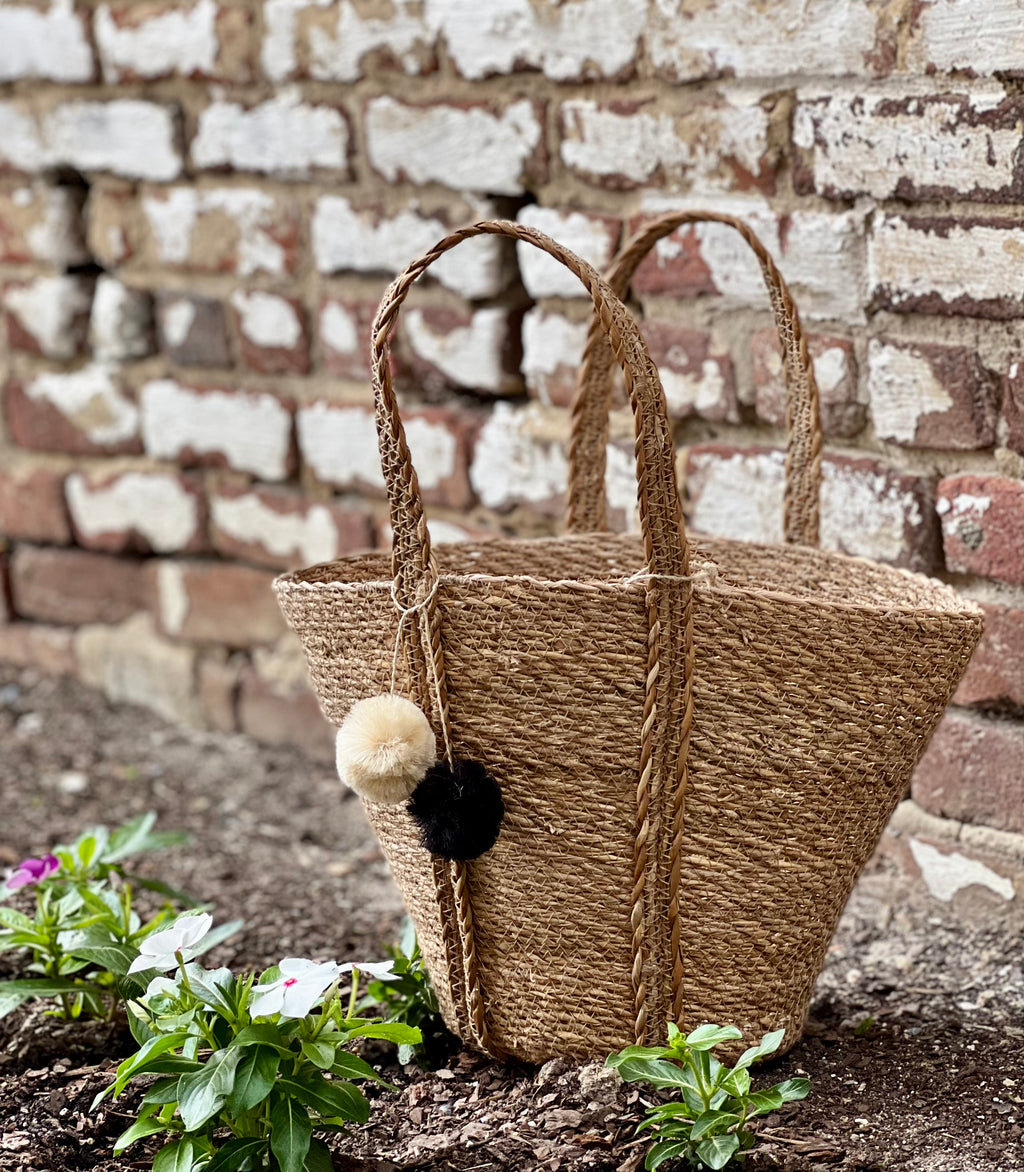 Handmade Seagrass Tote with Jute Tassels