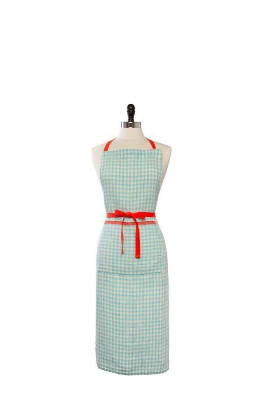 Gingham Apron ~ Aqua & Orange