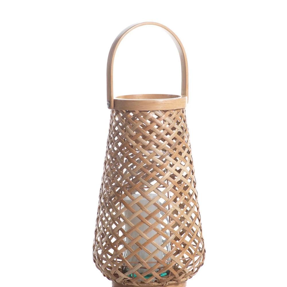 Handwoven Rattan Lantern w/ glass insert