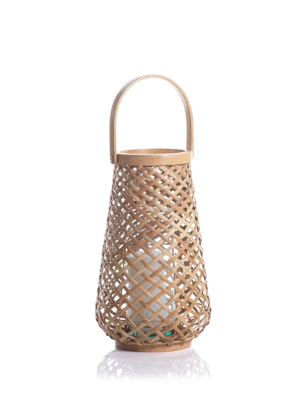 Handwoven Rattan Lantern w/ glass insert