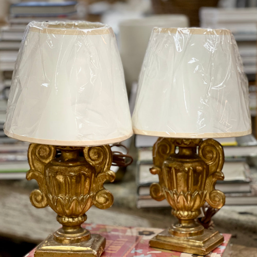 
                      
                        Pair of Gilt Urns made into Lamps ~ Early 19th Century Italian
                      
                    