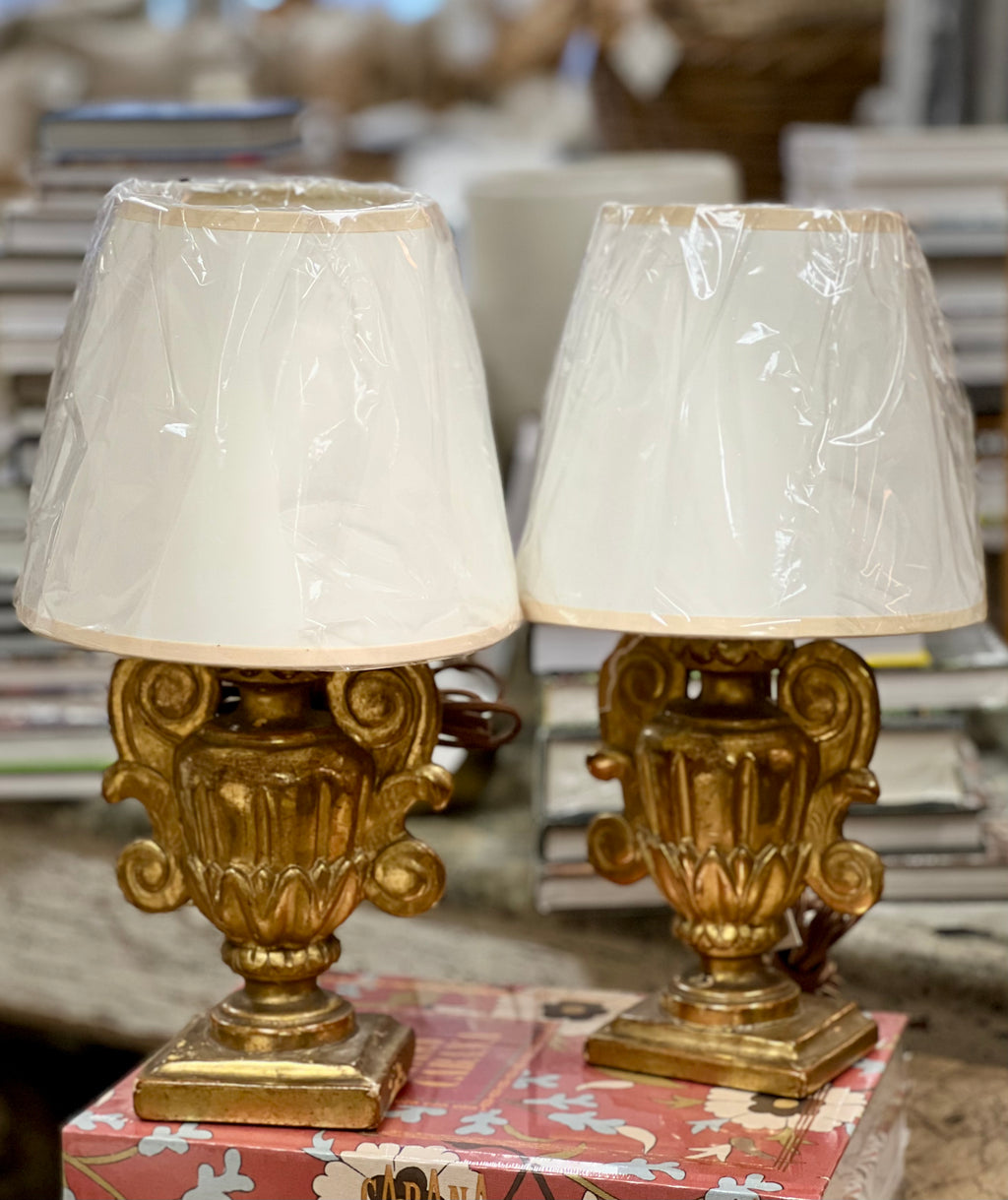 Pair of Gilt Urns made into Lamps ~ Early 19th Century Italian