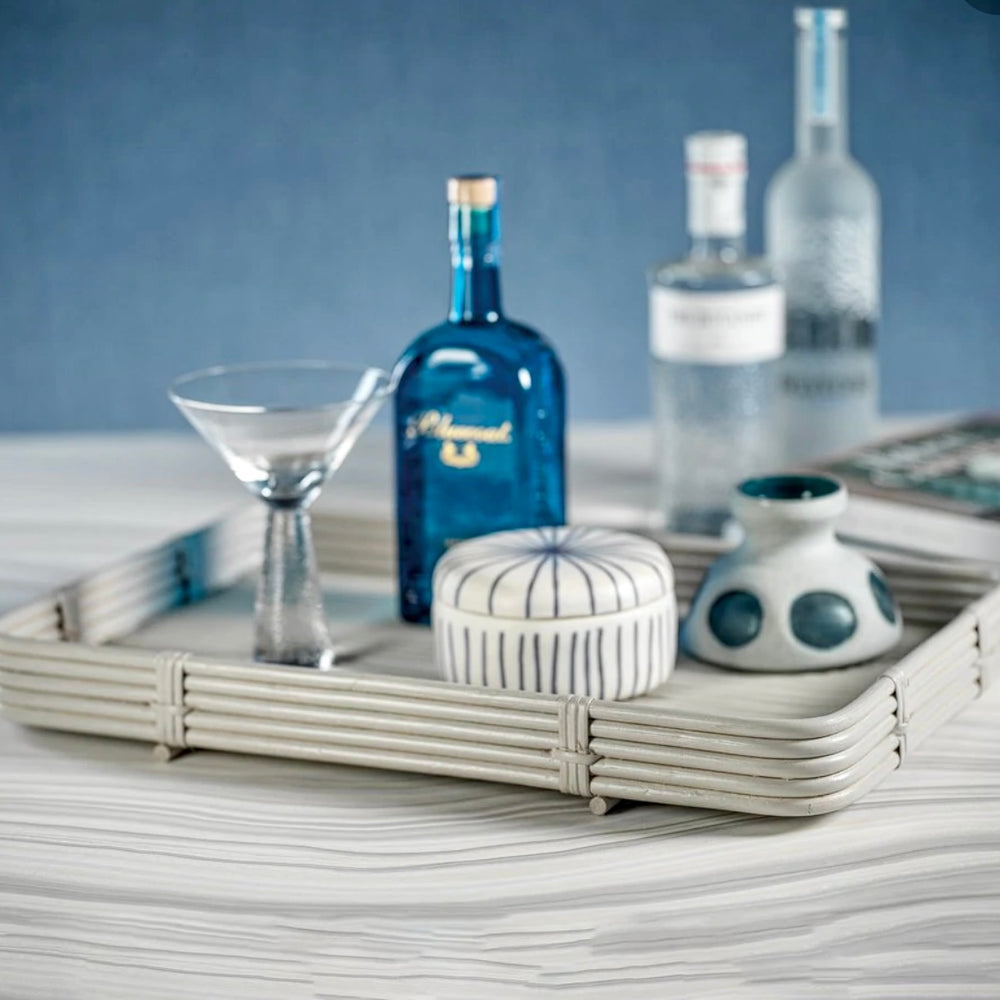 Grey Rattan Serving Tray