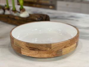 Mango Wood and Enamel Bowl