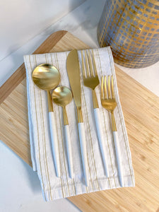 White & Gold Flatware ~ 6 place settings