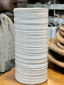 Ceramic Cylinder Vase ~ White