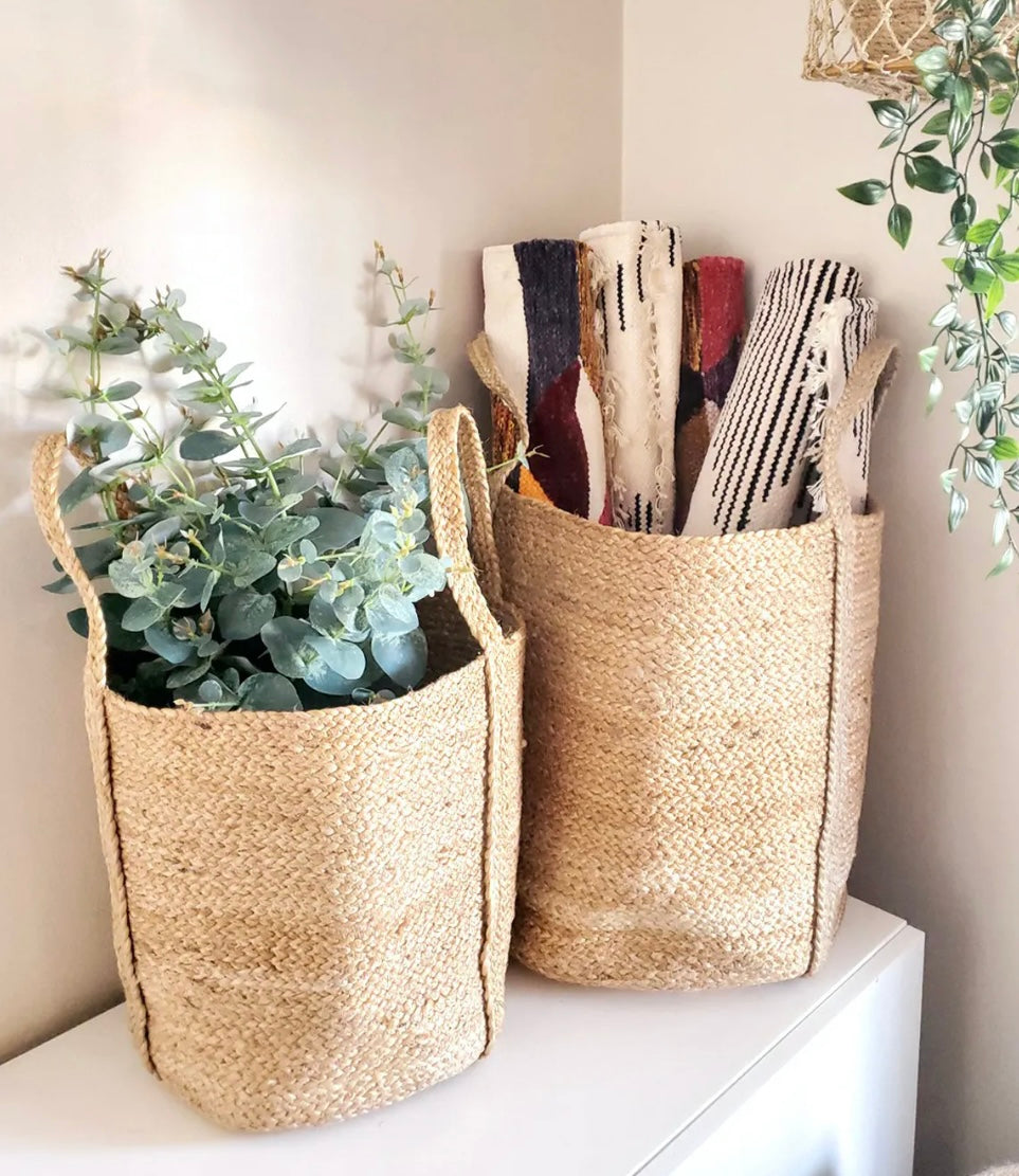 Braided Jute Basket ~ Set of 2