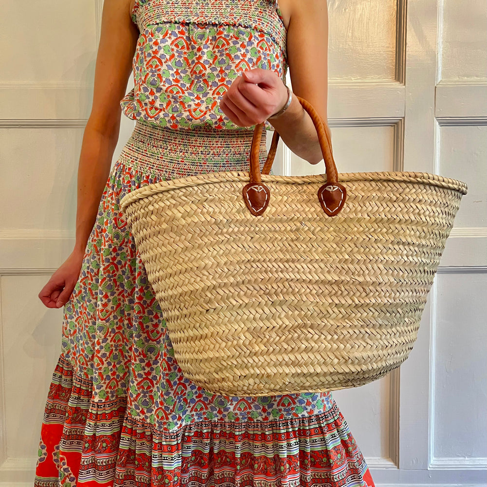 Leather Handled Market Basket