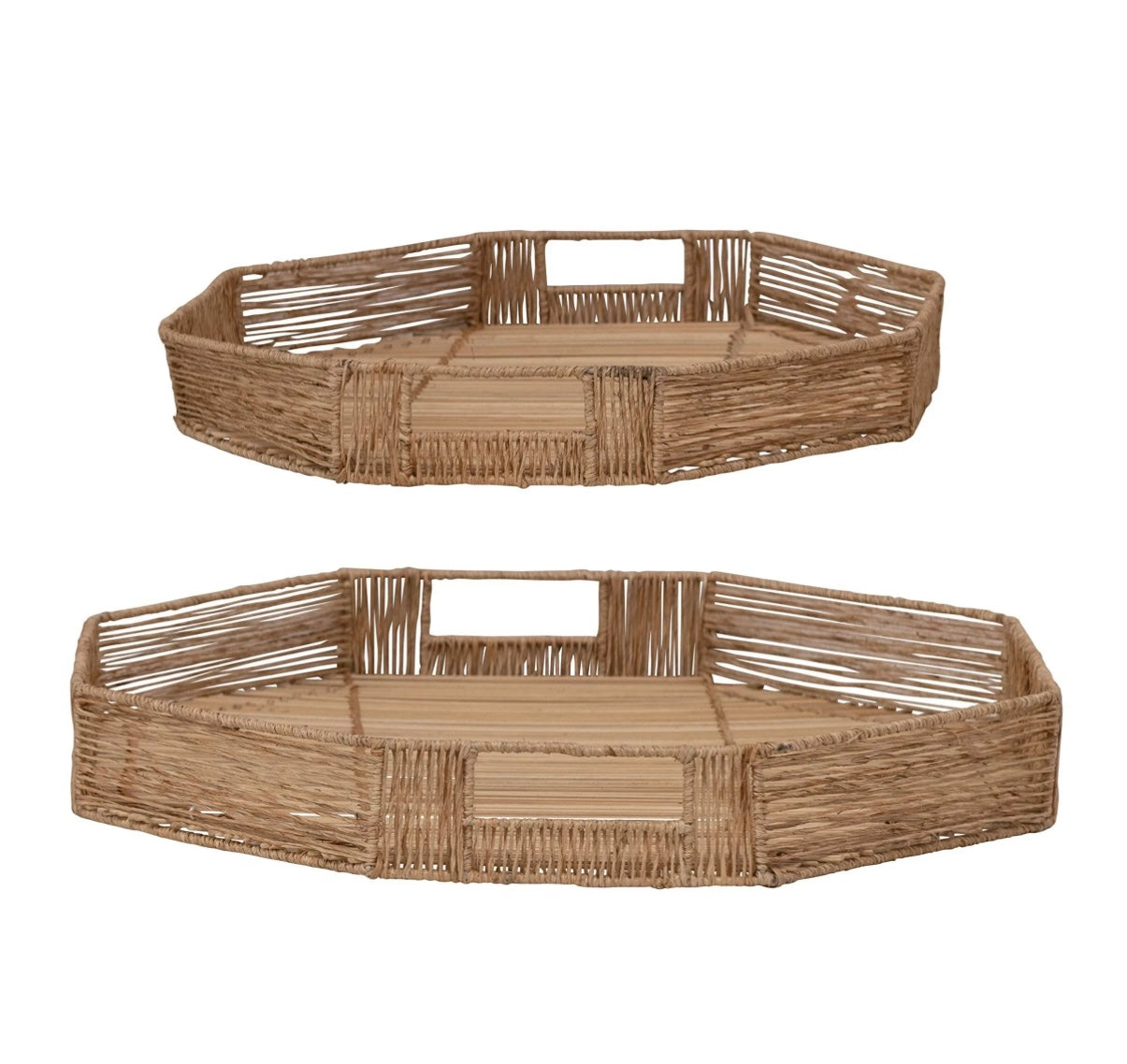 Hand Woven Bamboo Trays, Set of 2