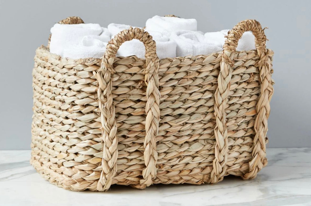 Handwoven Rush Storage Basket