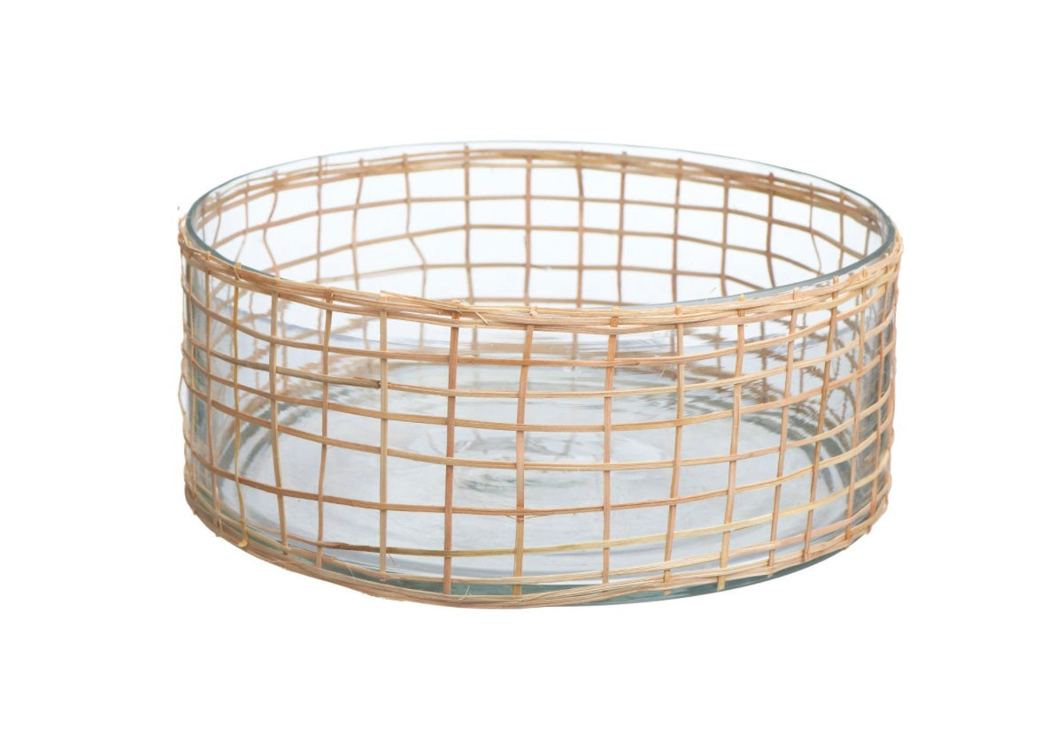 Glass and Rattan Bowl