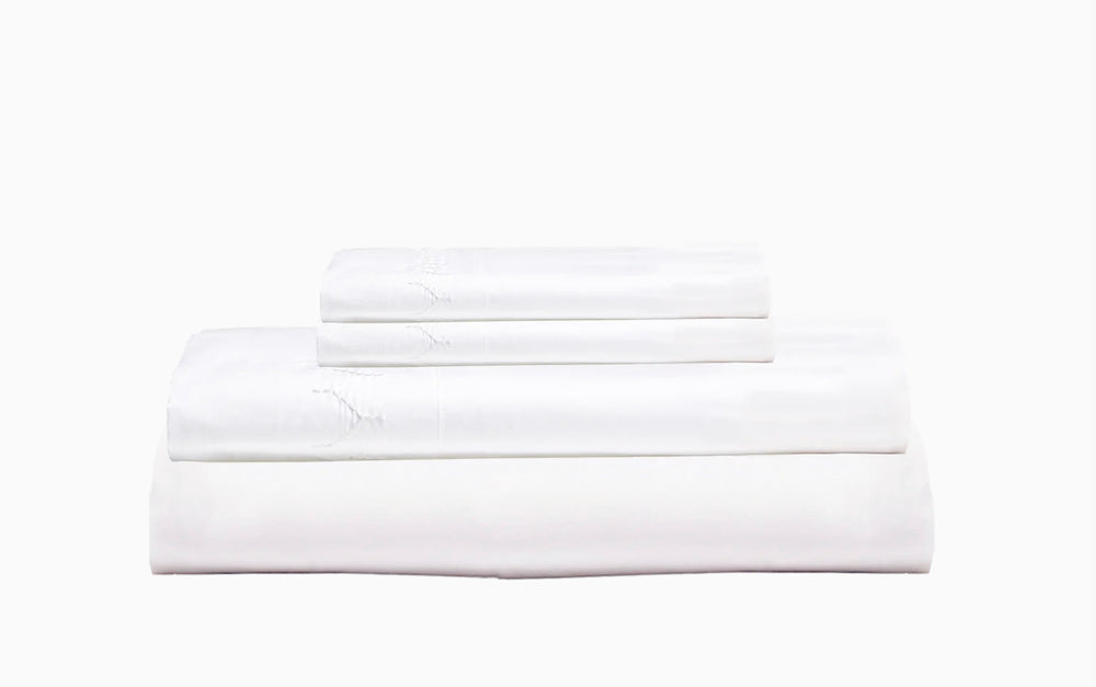 Stitched White King Sheet Set