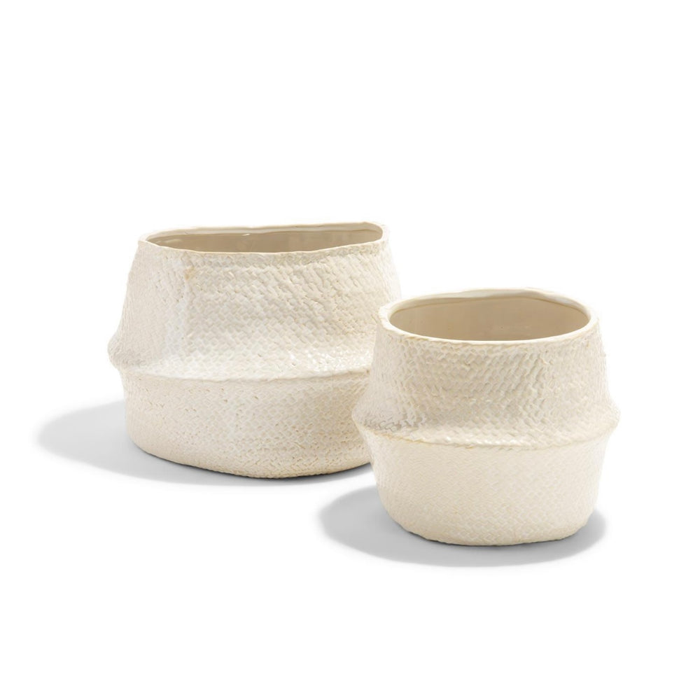 Vintage Inspired Weave Texture Stoneware ~ 2 sizes