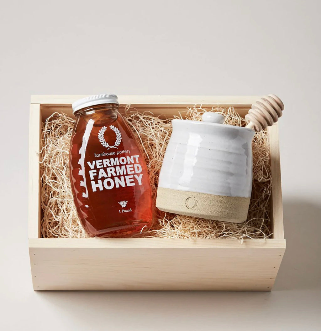 Farmhouse Pottery Honey & Beehive Honey Pot - Gift Set