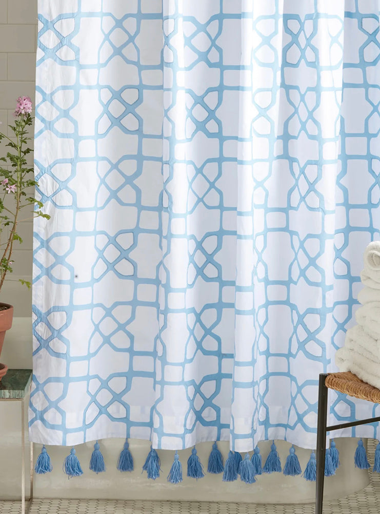 Alisha Light Indigo Organic Shower Curtain
