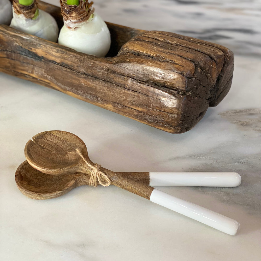 
                      
                        Mango Wood with White Enamel Salad Servers
                      
                    