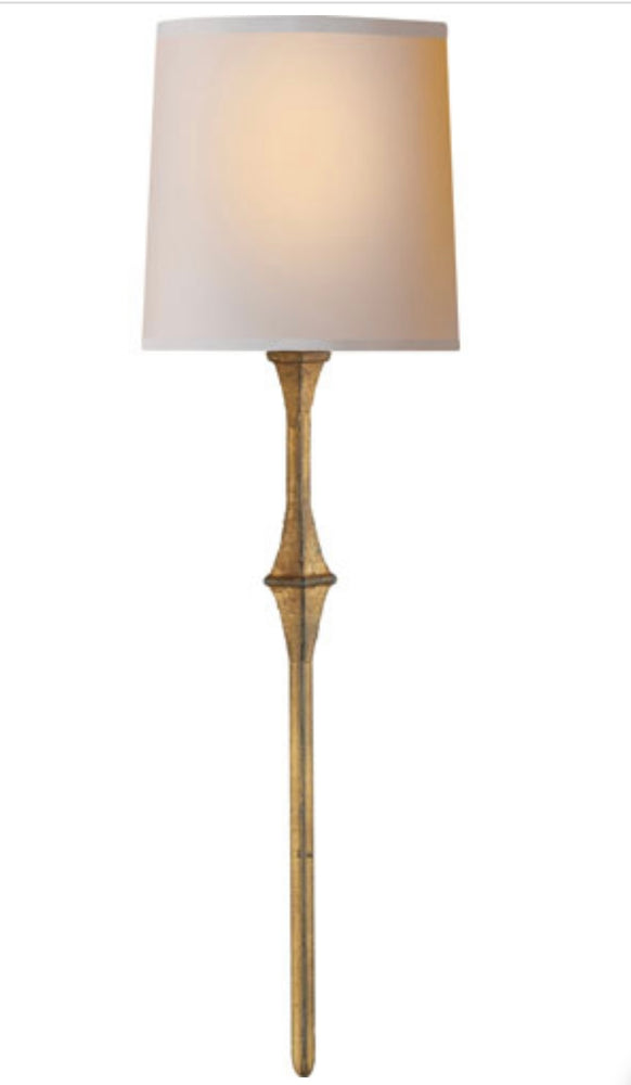 Dauphine Sconce In Gilded Iron with Linen Shade