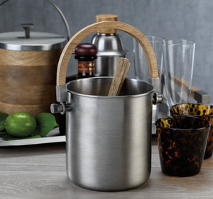 Stainless Ice Bucket with Wood Handle