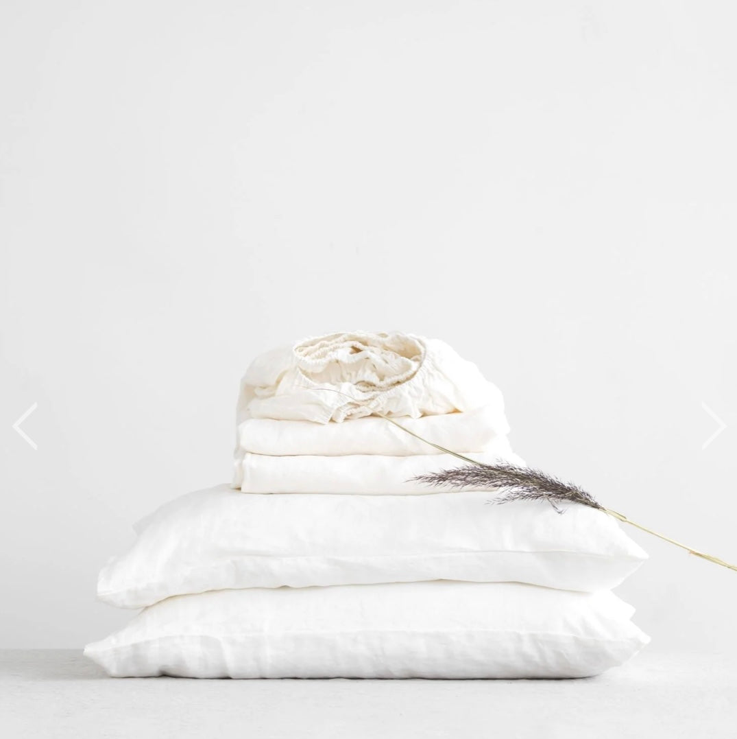 White Linen Sheet Set ~ King