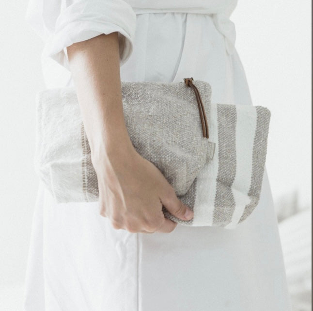 The Charlotte Pouch ~ oyster stripe