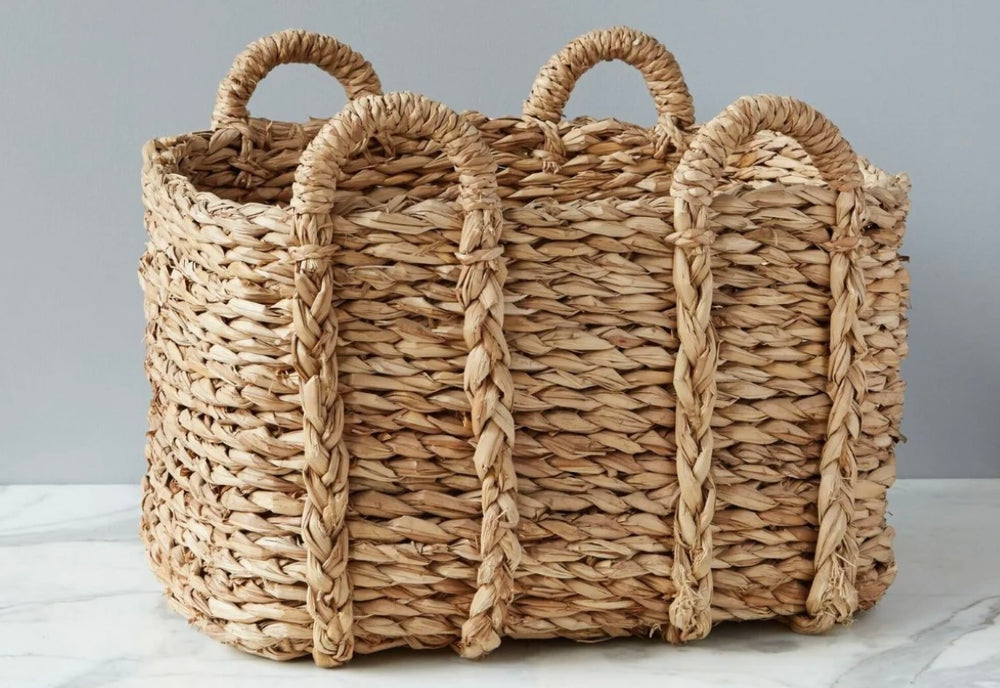 
                      
                        Handwoven Rush Storage Basket
                      
                    