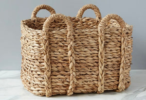 Handwoven Rush Storage Basket
