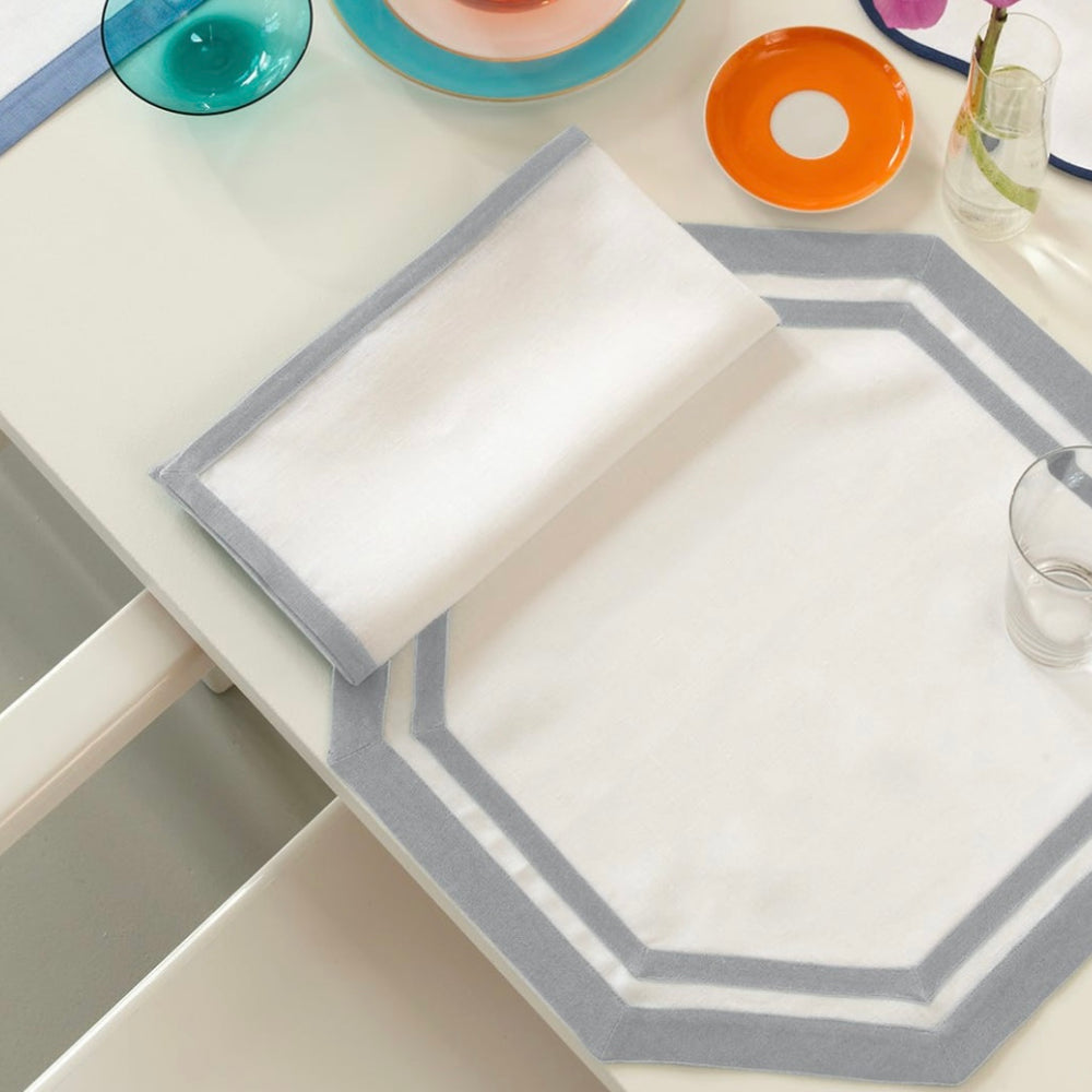 Octagon Double Border Placemat by Matouk ~ set of 4 ~ available in 6 colors