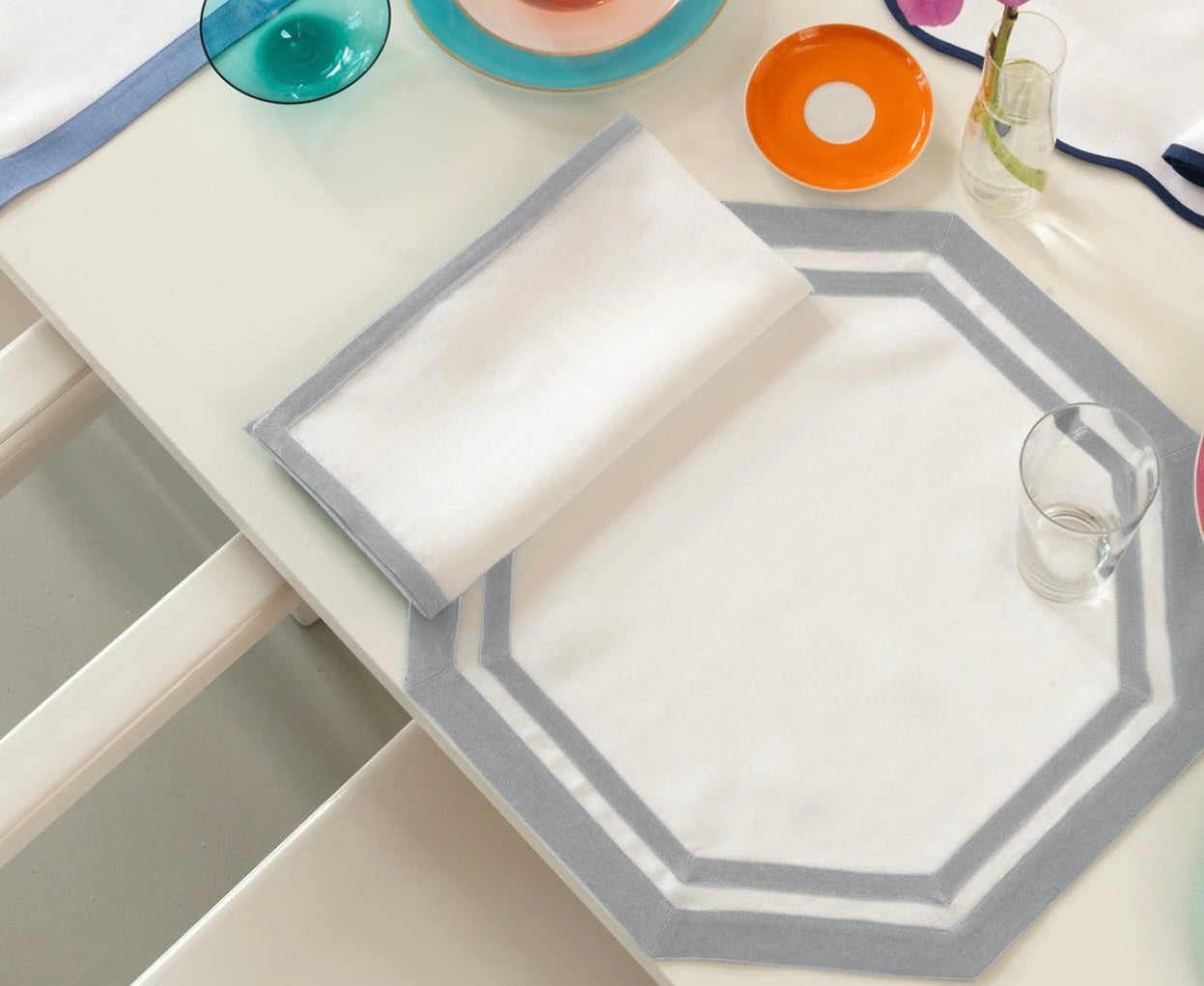 Octagon Double Border Placemat by Matouk ~ set of 4 ~ available in 6 colors