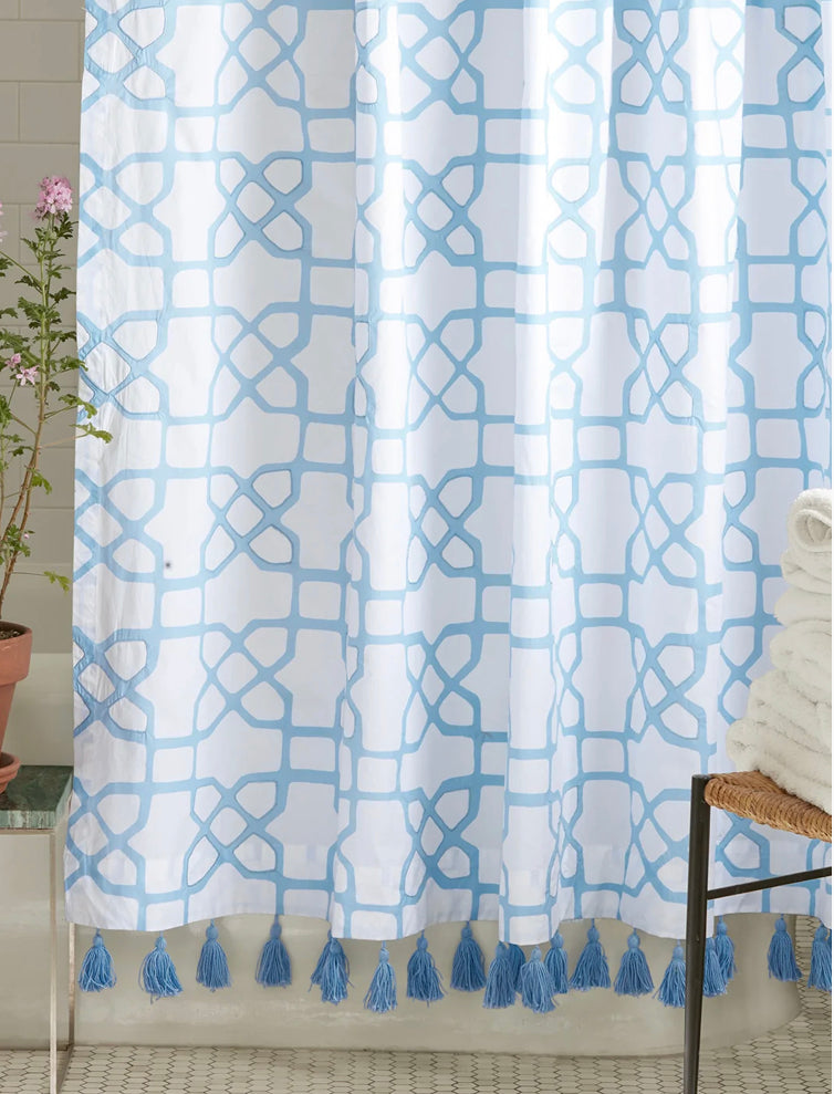 Alisha Light Indigo Organic Shower Curtain