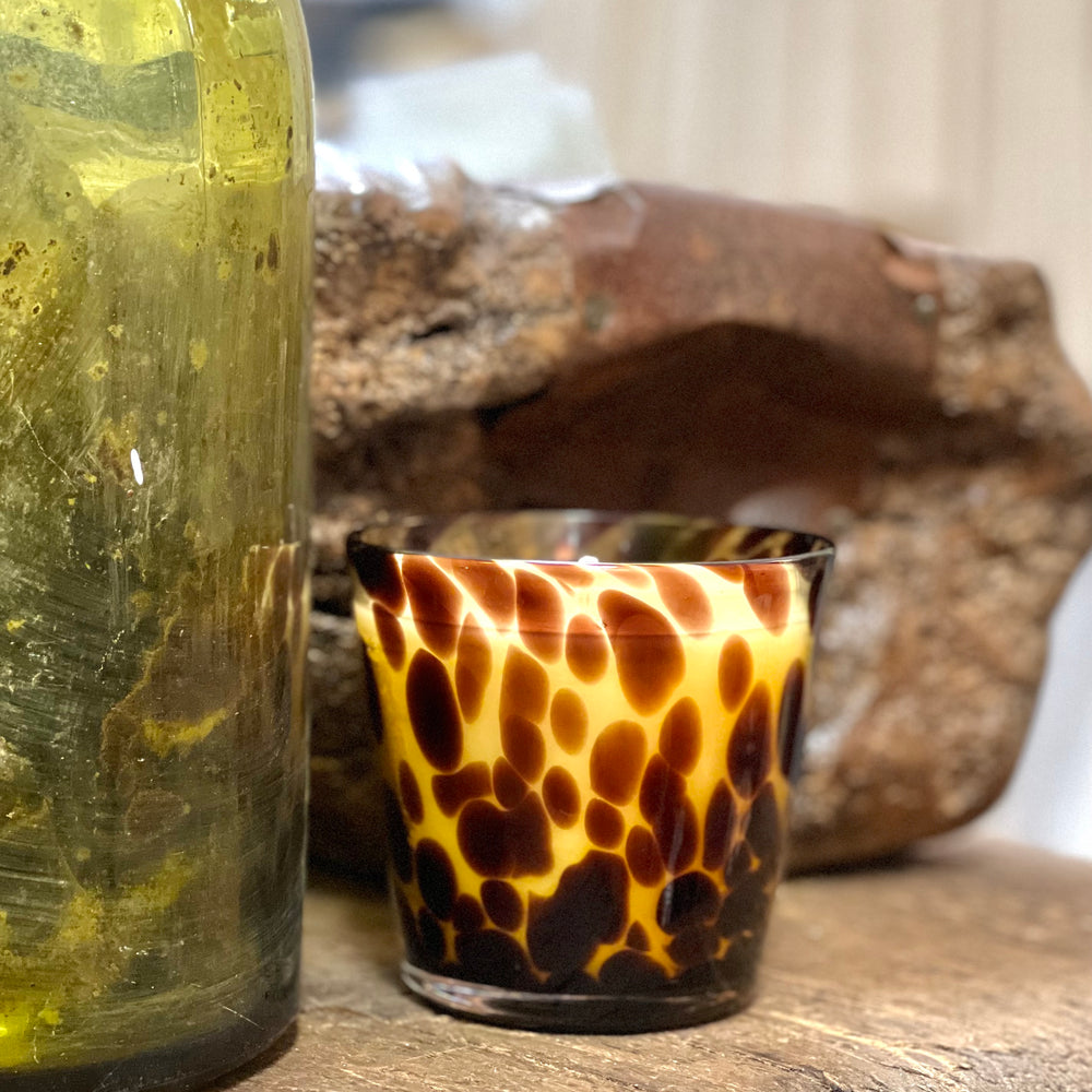 Coconut Mango Candle in a Chic Tortoise Glass Jar