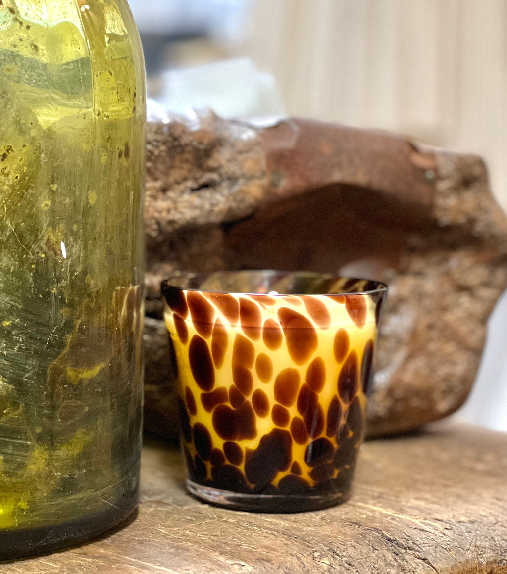 Coconut Mango Candle in a Chic Tortoise Glass Jar