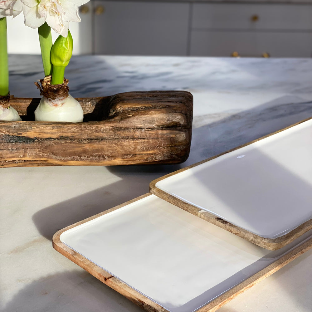 
                      
                        Mango Wood with White Enamel Trays
                      
                    