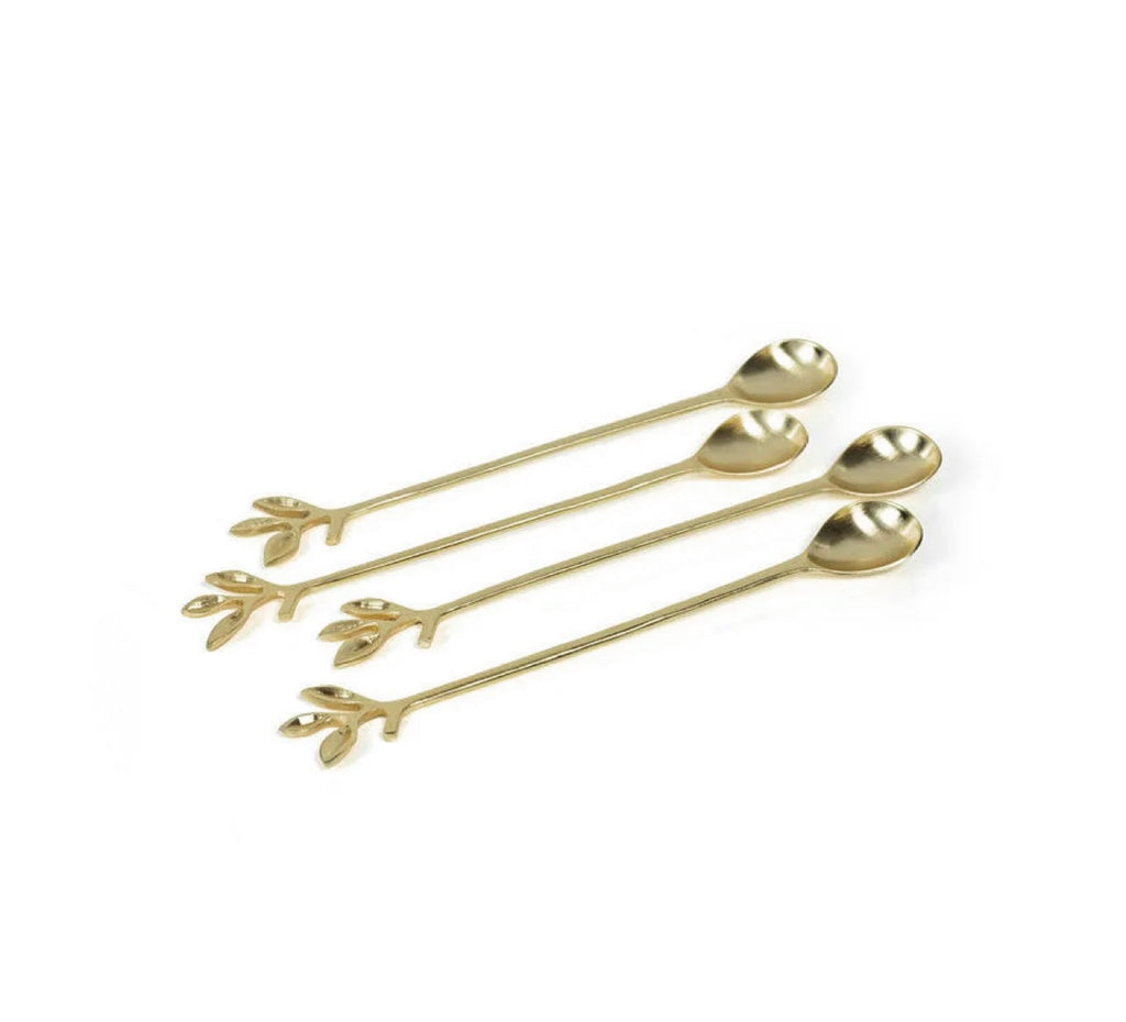Gold Leaves Cocktail Spoons