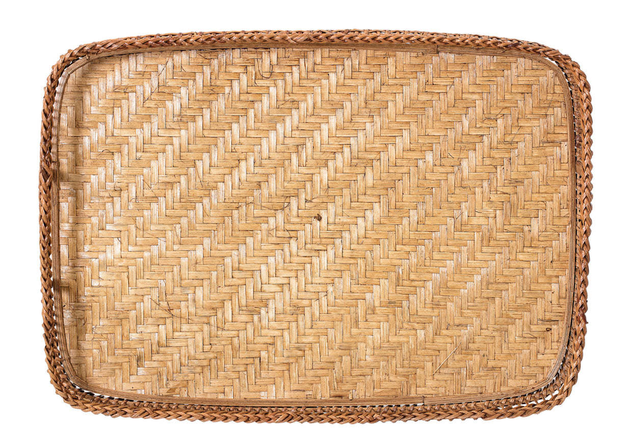 Hand Woven Bamboo Tray with Handles