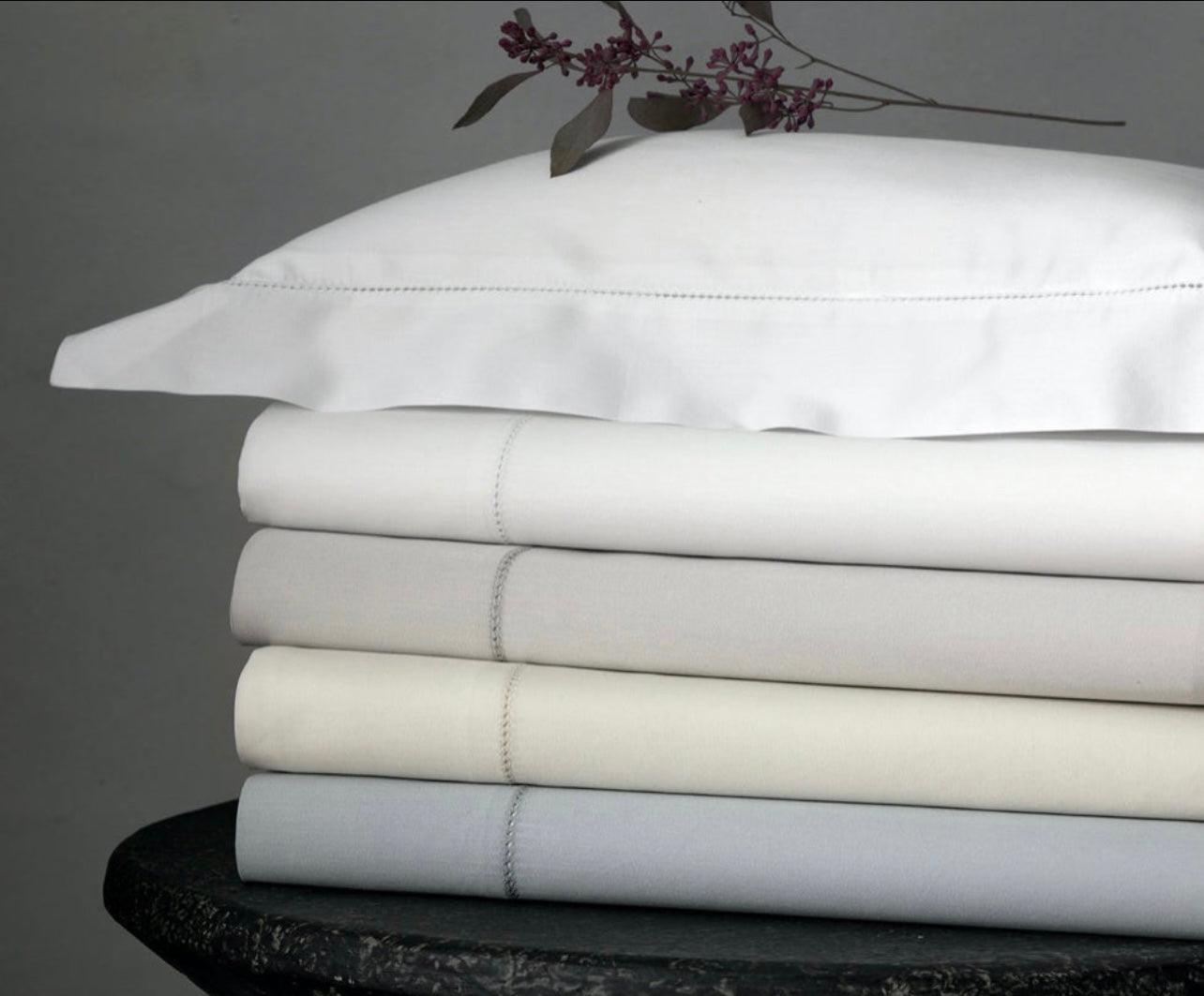Nocturne White Sateen Sheet Set by Matouk - Full/Queen