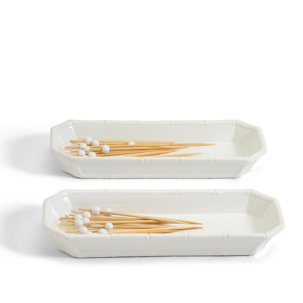 
                      
                        Set of 2 Faux Bamboo Fretwork Corn / Multipurpose Dishes with 20 Bamboo Picks
                      
                    